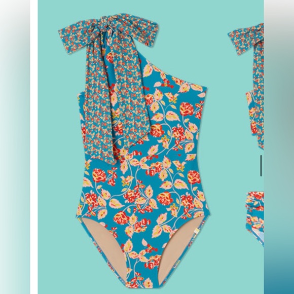 Summersalt Diane Von Furstenberg size 12 bow shoulder sidestroke swimsuit - Picture 6 of 8